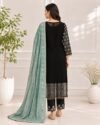 Black & Aqua Embroidered Kurta Set - Image 3