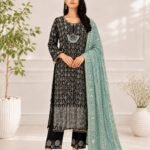 Black & Aqua Embroidered Kurta Set