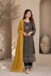 Black & Yellow Embroidered Kurta Set