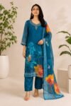 Royal Blue Floral Kurta Set