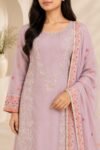 Soft Mauve Floral Embroidered Kurta Set - Image 2
