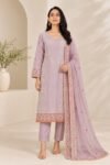 Soft Mauve Floral Embroidered Kurta Set